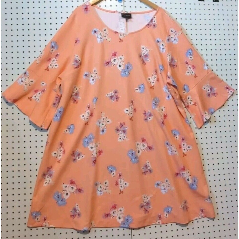 Lane Bryant Blouse Top Size 26/28 Orange Floral 3/4 Sleeve